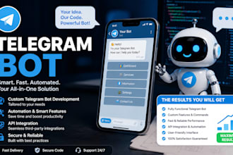 develop custom telegram bot with automation system and full API integration