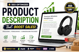 write amazon, ebay, etsy, and shopify product descriptions