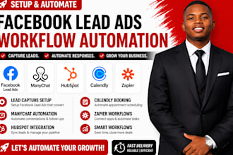 setup facebook leads ads manychat hubspot calendly zapier workflow automation