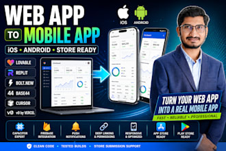 convert lovable replit bolt web app to ios android app