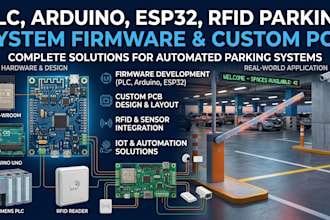 design plc, arduino, esp32, rfid parking system firmware and custom pcb