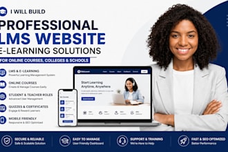 build professional lms website, elearning for online courses college and schools