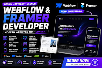 design and develop webflow, figma to webflow, framer website, framer develop