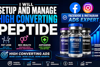 setup and manage high converting peptide fat loss sex health antiaging fb ig ads