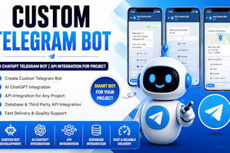 create custom telegram bot with API integration telegram automation shopping bot