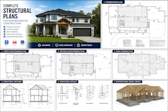 design structural plans for tow story wood frame house