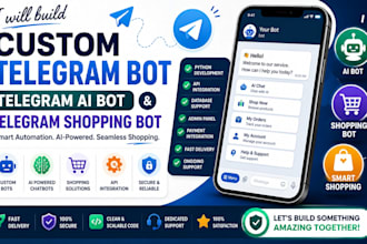 build custom telegram bot, telegram ai bot with telegram shopping bot