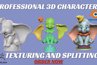 make your stl model 3d print ready, split parts, color and convert to 3mf