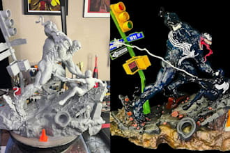 3d print and paint custom miniatures anime figurines statue and display model