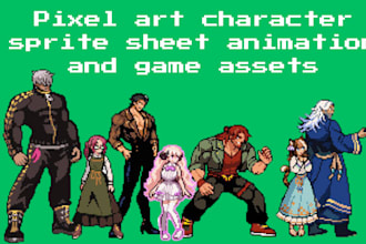 design pixel art character sprite sheet animation and game art, video game art