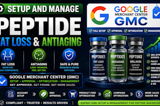 setup and manage peptide fat loss antiaging google merchant center gmc