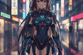 design stunning anime mecha warrior art