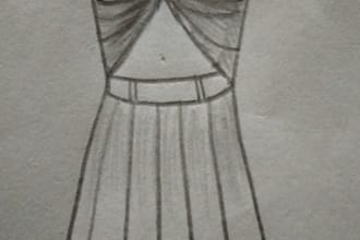 draw fashion sketch and dress