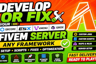 develop or fix your qbcore, esx, vmenu, qbox fivem server