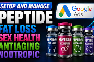 setup and manage peptide fat loss sex health antiaging nootropic google ads