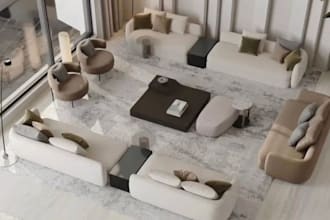 do interior design, 3d rendering, floor plan and realistic room design