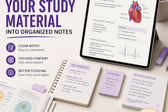 transform your study material into organized notes and summaries