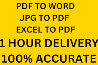 convert PDF to word excel jpg png doc in 1 hour