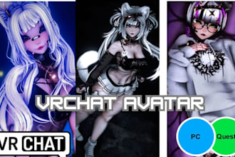 create custom vrchat avatar vrc anime 3d model vr character vrc avatar vrm