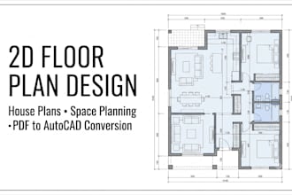 do 2d floor plan design,house plan, space planning and PDF to autocad conversion