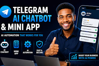 develop telegram aichatbot, telegram mini app with ai automation