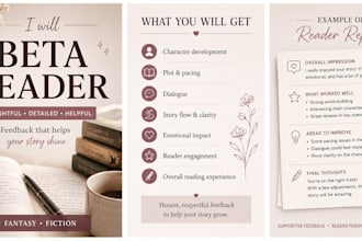 beta read you romance or fantasy story and provide feedback