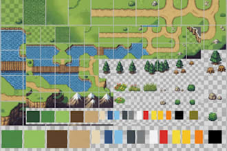 create a pixel art game tileset and map assets