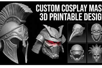 design custom 3d mask, cosplay mask, helmet stl, wearable 3d printable model