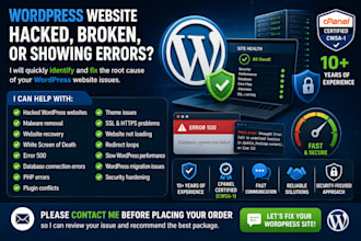 fix hacked wordpress website and any wordpress errors
