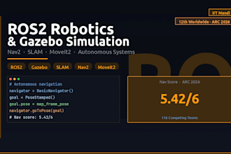 develop ros2 robotics software, gazebo simulation, and autonomous navigation