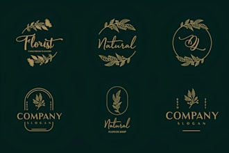 create elegant feminine minimalist botanical and floral logo design