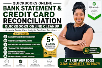 bank statement, credit card reconciliation, quickbooks online cleanup
