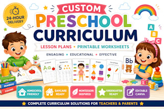 create a custom preschool curriculum with lesson plans and printable worksheets