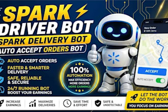 custom instacart bot, uber bot, doordash bot, spark driver bot, amazon flex bot