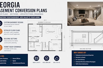 design georgia architectural basement conversion plans, floor plan sections plan
