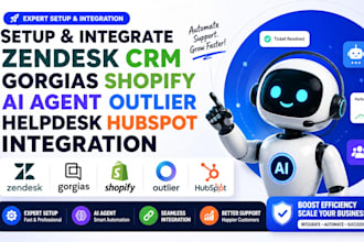 setup zendesk crm gorgias shopify ai agent outlier helpdesk hubspot integration