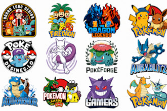 do pokemon logo, fakemon, chibi art, funke, anime style, trainer card, and text