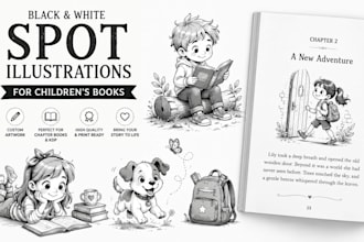 create custom spot illustrations for childrens books KDP amazon illustrations