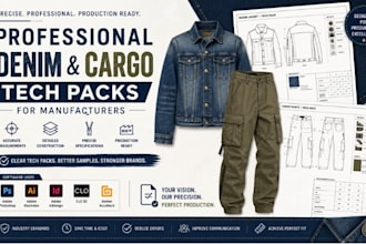 design denim and cargo tech packs for manufacturers