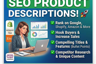 write SEO product descriptions for shopify, amazon