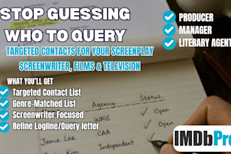 find literary agent, producer, manager for screenplay moviescript query letter