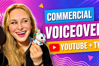 record english female voiceover for commercial youtube channel tv video ads