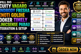 setup and integrate acuity vagaro mindbody fresha zenoti goldie booker clinicsen