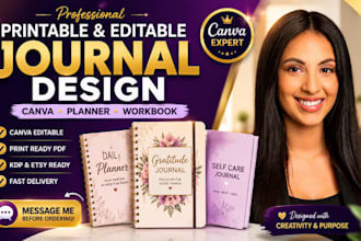 design printable and editable journal, planner, workbook and canva PDF