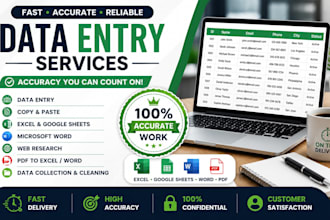 do accurate data entry, web research, and virtual assistant tasks