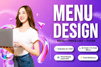 design modern food menu, price list and flyer