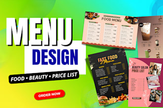 design modern restaurant menu and price list flyer