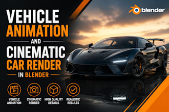 do vehicle animation and cinematic car render in blender