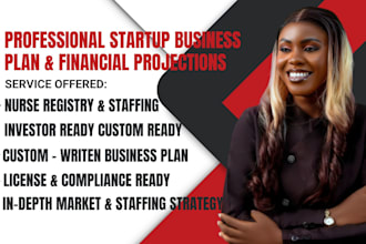 write startup business plan for nurse registry, aba therapy financial projection