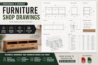 create manufacturing drawings for custom furniture